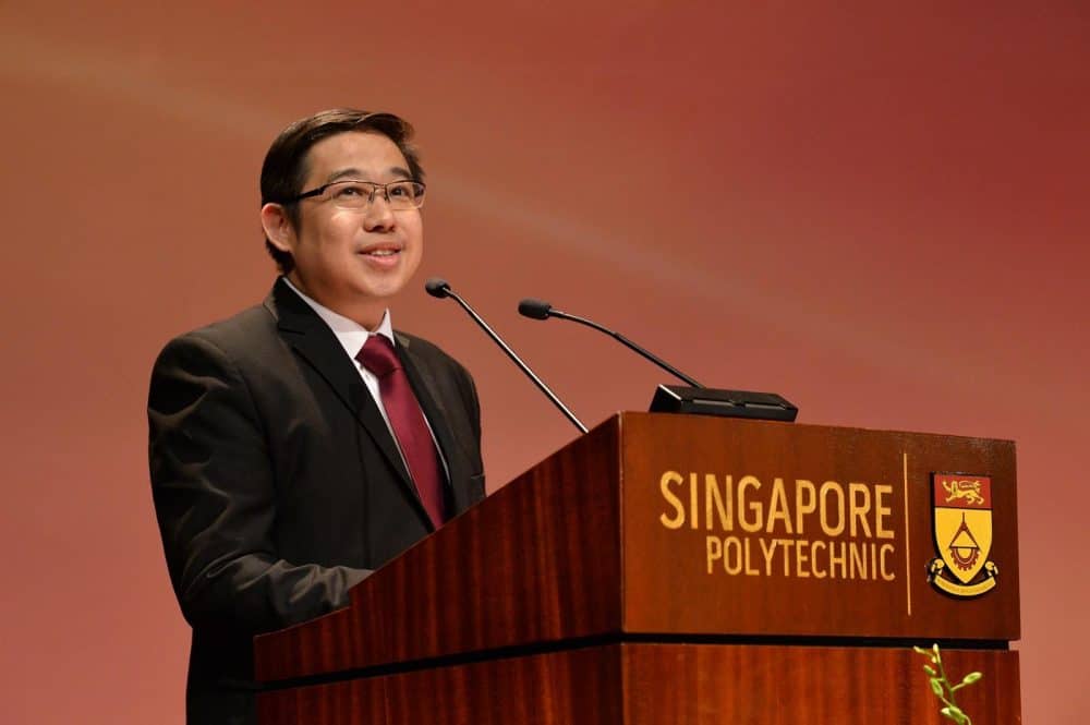 Nicholas Aaron Khoo, co-founder of SCOGA, speaking at Singapore Polytechnic
