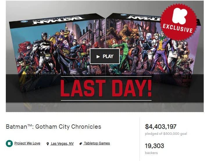 Batman, a definite entertainment giant on Kickstarter. By making the product a Kickstarter exclusive, collectors and fans may feel cornered into making a purchase on the platform. The game resulted in many other indie games seeing redacted budgets.