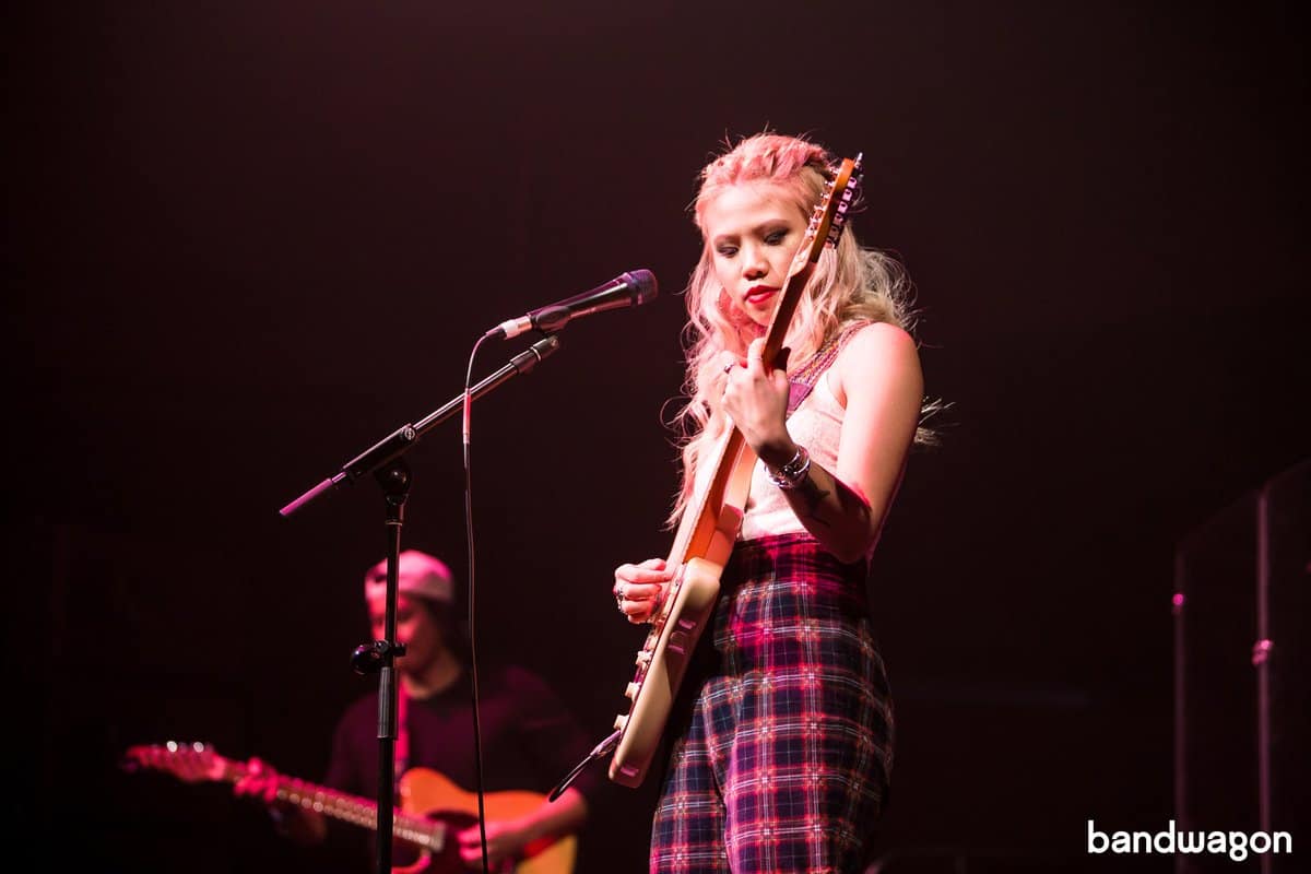 Joie Tan on the Guitar at the 'Joie' album launch Joie Tan playing guitar at the 'Joie' album launch in 2018